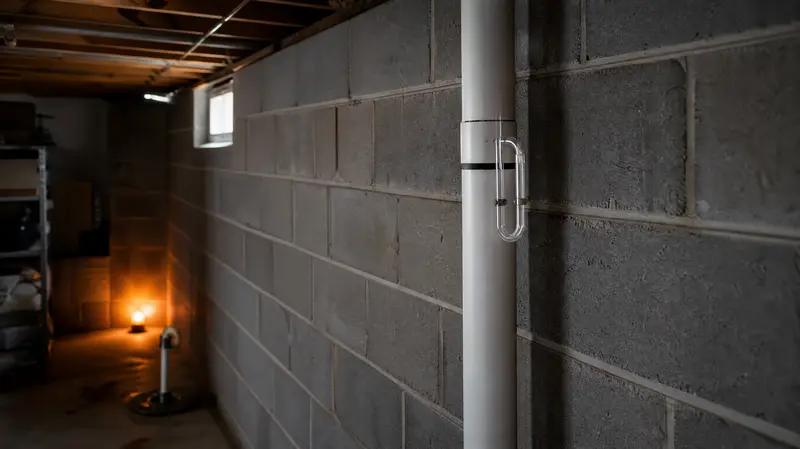 Hollow concrete block basement wall with sealed top course