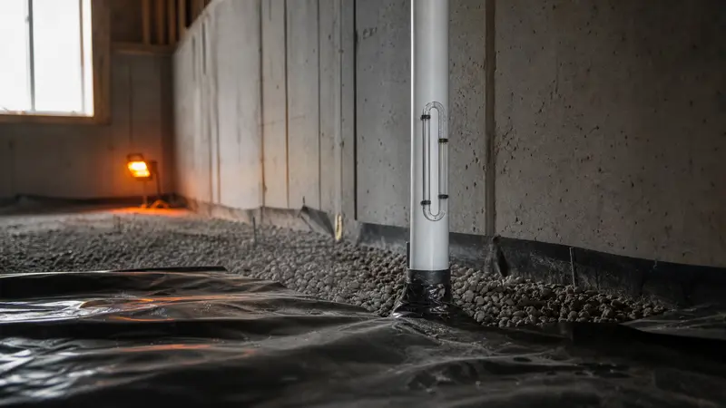 Gravel layer and vapor retarder before a slab pour
