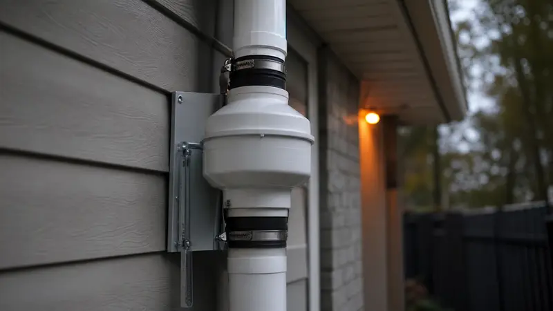 Rubber isolation couplings on a radon fan