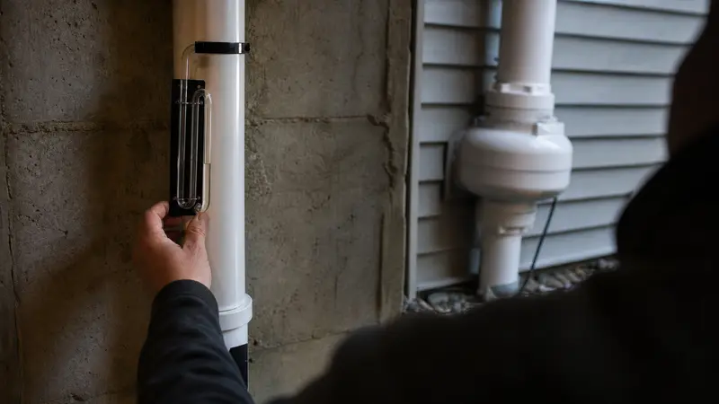 Manometer and monitor on a system being adjusted