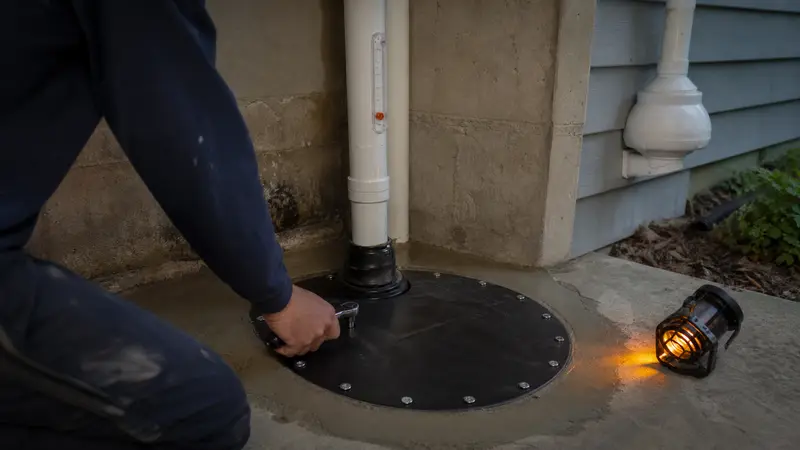 Sealed sump cover being unbolted for pump service