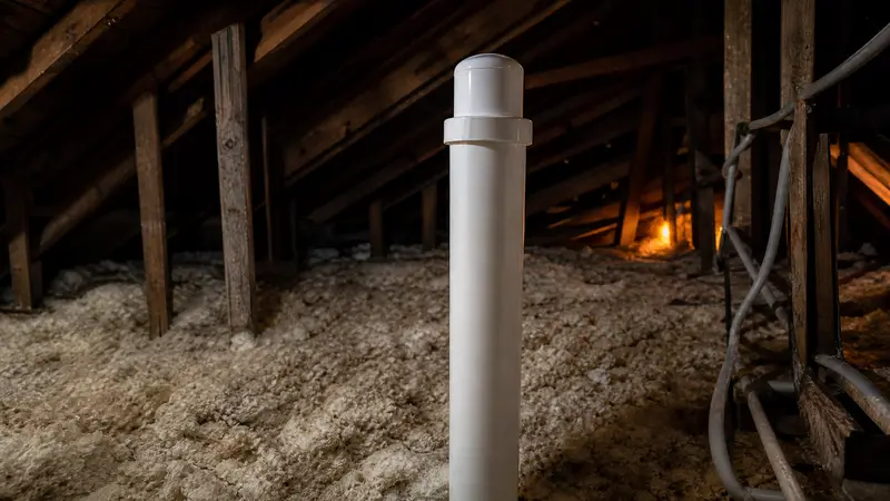 Capped passive pipe in an attic