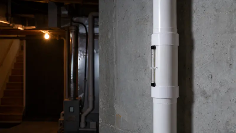 Basement radon monitor in a York County home